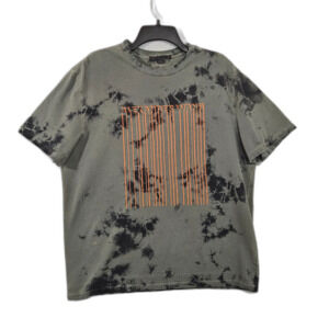 Alexander Wang Men's Sz 48 Barcode Tie-Dye Gray Loose Fit USA T-Shirt US L